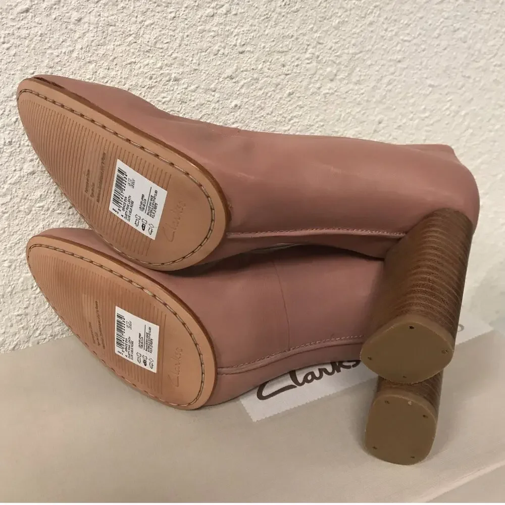 Clarks Women's Size 9.5 M Grace Eva Dusty Pink Leather Heels